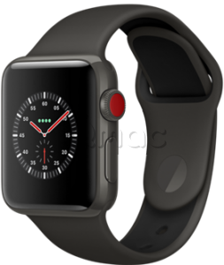 Купить Apple Watch Series 3 Edition // 42мм GPS + Cellular // Корпус из серой керамики, спортивный ремешок черного цвета (MQKE2)