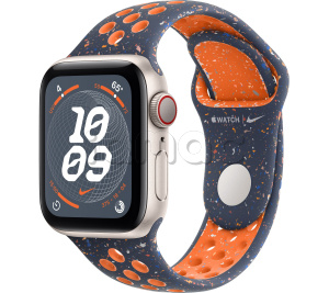 Купить Apple Watch SE // 40мм GPS+Cellular // Корпус из алюминия цвета «сияющая звезда», спортивный ремешок Nike цвета «Синее пламя» (2024)