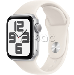 Купить Apple Watch SE // 40мм GPS (Custom) // Корпус из алюминия серебристого цвета, спортивный ремешок цвета «сияющая звезда» (2024)