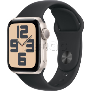 Купить Apple Watch SE // 40мм GPS (Custom) // Корпус из алюминия цвета «сияющая звезда», спортивный ремешок цвета «тёмная ночь» (2024)