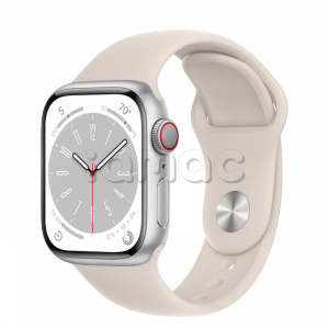 Купить Apple Watch Series 8 // 41мм GPS + Cellular // Корпус из алюминия серебристого цвета, спортивный ремешок цвета "сияющая звезда"