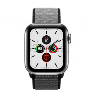 Купить Apple Watch Series 5 // 40мм GPS + Cellular // Корпус из нержавеющей стали, спортивный браслет цвета «тёмный графит»