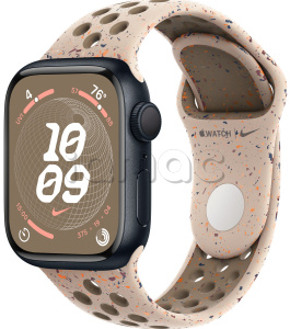 Купить Apple Watch Series 9 // 45мм GPS // Корпус из алюминия цвета "темная ночь", спортивный ремешок Nike цвета "пустынный камень"