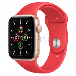 Купить Apple Watch SE // 44мм GPS // Корпус из алюминия золотого цвета, спортивный ремешок цвета (PRODUCT)RED (2020)