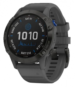 Купить Мультиспортивные часы Garmin Fenix 6 Pro (47mm) Solar, черный стальной корпус, серый силиконовый ремешок