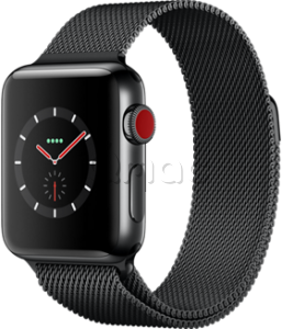 Купить Apple Watch Series 3 // 42мм GPS + Cellular // Корпус из нержавеющей стали цвета «чёрный космос», миланский сетчатый браслет цвета «чёрный космос» (MR1L2)