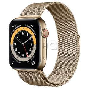 Купить Apple Watch Series 6 // 44мм GPS + Cellular // Корпус из нержавеющей стали золотого цвета, миланский сетчатый браслет золотого цвета