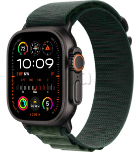 Купить Apple Watch Ultra 2 (2024) // 49мм GPS + Cellular // Корпус из черного титана, ремешок Alpine Loop темно-зеленого цвета, S