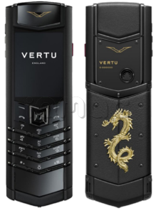 Телефон Vertu Signature V, Calf Leather, Golden Dragon (Jade Black/Черный)