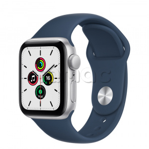 Купить Apple Watch SE // 40мм GPS // Корпус из алюминия серебристого цвета, спортивный ремешок цвета «Синий омут» (2020)