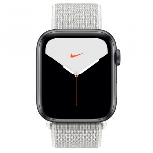 Купить Apple Watch Series 5 // 40мм GPS // Корпус из алюминия цвета «серый космос», спортивный браслет Nike цвета «снежная вершина»
