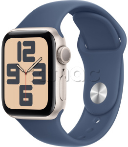 Купить Apple Watch SE // 44мм GPS (Custom) // Корпус из алюминия цвета «сияющая звезда», спортивный ремешок цвета «деним» (2024)