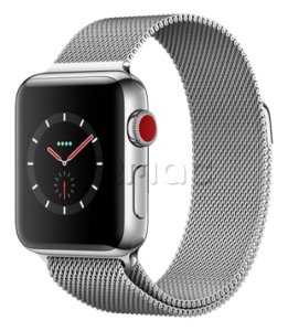 Купить Apple Watch Series 3 // 38мм GPS + Cellular // Корпус из нержавеющей стали, миланский сетчатый браслет (MR1F2)