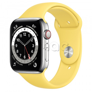 Купить Apple Watch Series 6 // 44мм GPS + Cellular // Корпус из нержавеющей стали серебристого цвета, спортивный ремешок имбирного цвета