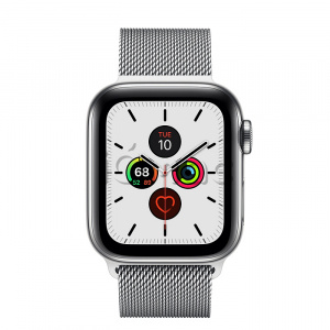 Купить Apple Watch Series 5 // 40мм GPS + Cellular // Корпус из нержавеющей стали, миланский сетчатый браслет серебристого цвета