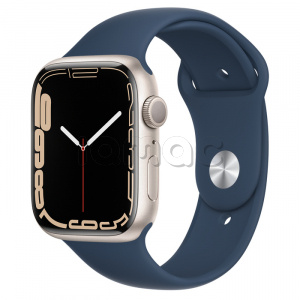 Купить Apple Watch Series 7 // 45мм GPS // Корпус из алюминия цвета «сияющая звезда», спортивный ремешок цвета «синий омут»