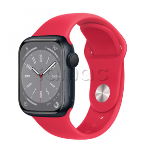 Купить Apple Watch Series 8 // 41мм GPS // Корпус из алюминия цвета "темная ночь", спортивный ремешок цвета (PRODUCT)RED