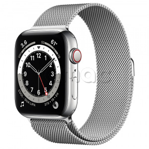 Купить Apple Watch Series 6 // 44мм GPS + Cellular // Корпус из нержавеющей стали серебристого цвета, миланский сетчатый браслет серебристого цвета