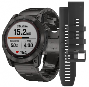 Купить Мультиспортивные часы Garmin Fenix 7X (51mm) Sapphire Solar, титановый угольно-серый DLC корпус, титановый угольно-серый DLC браслет