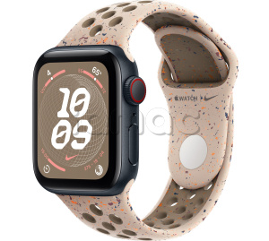 Купить Apple Watch SE // 40мм GPS+Cellular // Корпус из алюминия цвета «тёмная ночь», спортивный ремешок Nike цвета «Пустынный камень» (2024)