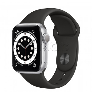 Купить Apple Watch Series 6 // 40мм GPS // Корпус из алюминия серебристого цвета, спортивный ремешок черного цвета