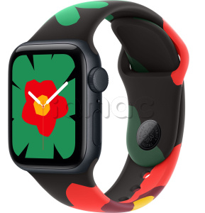 Купить Apple Watch SE 3 // 44мм GPS // Корпус из алюминия цвета "полуночный", спортивный ремешок цвета Unity Bloom (2025)