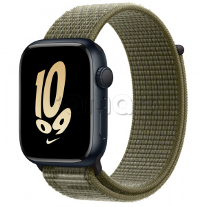 Купить Apple Watch Series 8 // 45мм GPS // Корпус из алюминия цвета "темная ночь", спортивный браслет Nike цвета "секвойя/чистая платина"