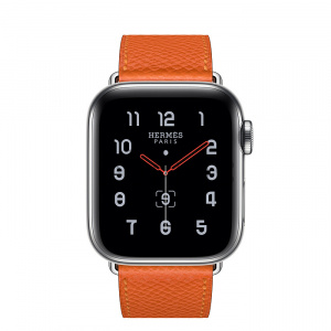 Купить Apple Watch Series 5 Hermès // 40мм GPS + Cellular // Корпус из нержавеющей стали, ремешок Single Tour из кожи Swift цвета Feu