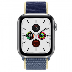 Купить Apple Watch Series 5 // 44мм GPS + Cellular // Корпус из нержавеющей стали, спортивный браслет цвета «морской лёд»