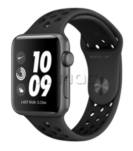 Купить Apple Watch Series 3 Nike+ // 38мм GPS // Корпус из алюминия цвета «серый космос», спортивный ремешок Nike цвета «антрацитовый/чёрный» (MQKY2)
