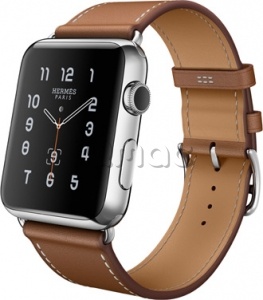 Купить Apple Watch Hermes Simple Tour 42 мм из нержавеющей стали, ремешок из кожи Barenia цвета Fauve