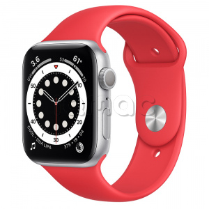 Купить Apple Watch Series 6 // 44мм GPS // Корпус из алюминия серебристого цвета, спортивный ремешок цвета (PRODUCT)RED