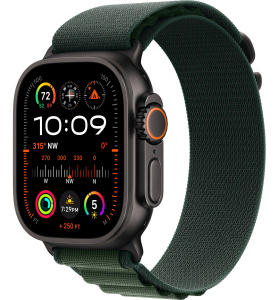 Apple Watch Ultra 2 (2024) // 49мм GPS + Cellular // Корпус из черного титана, ремешок Alpine Loop темно-зеленого цвета, S