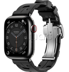 Купить Apple Watch Series 9 Hermès // 41мм GPS+Cellular // Корпус из нержавеющей стали цвета "черный космос", ремешок Kilim Single Tour цвета Noir с раскладывающейся застёжкой (Deployment Buckle)