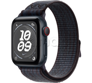 Купить Apple Watch SE // 40мм GPS+Cellular // Корпус из алюминия цвета «тёмная ночь», спортивный браслет Nike цвета «Черный/синий» (2024)