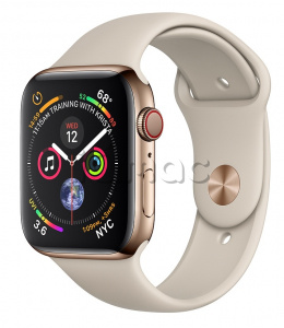Купить Apple Watch Series 4 // 40мм GPS + Cellular // Корпус из нержавеющей стали золотого цвета, спортивный ремешок цвета "золотой камень" (MTUR2)