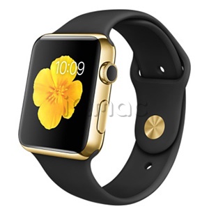 Купить Apple Watch Edition 42мм, 18-каратное жёлтое золото, черный спортивный ремешок