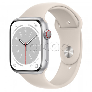 Купить Apple Watch Series 8 // 45мм GPS + Cellular // Корпус из алюминия серебристого цвета, спортивный ремешок цвета "сияющая звезда"