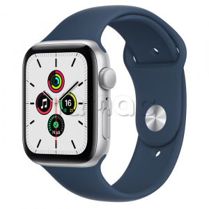 Купить Apple Watch SE // 44мм GPS // Корпус из алюминия серебристого цвета, спортивный ремешок цвета «Синий омут» (2020)