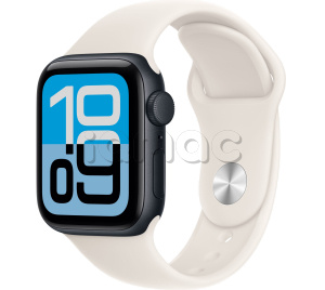 Купить Apple Watch SE 3 // 40мм GPS // Корпус из алюминия цвета "полуночный", спортивный ремешок цвета "сияющая звезда" (2025)