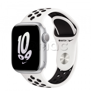 Купить Apple Watch Series 8 // 41мм GPS // Корпус из алюминия серебристого цвета, спортивный ремешок Nike цвета "чистая платина/чёрный"