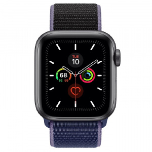Купить Apple Watch Series 5 // 44мм GPS + Cellular // Корпус из титана цвета «серый космос», спортивный браслет тёмно-синего цвета