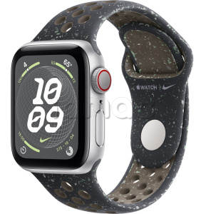Купить Apple Watch SE // 44мм GPS+Cellular // Корпус из алюминия серебристого цвета, спортивный ремешок Nike цвета «Полуночное небо» (2024)