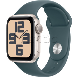 Купить Apple Watch SE // 40мм GPS (Custom) // Корпус из алюминия цвета «сияющая звезда», спортивный ремешок цвета «зеленое озеро» (2024)