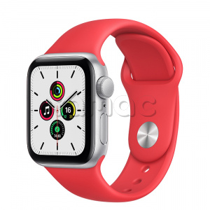 Купить Apple Watch SE // 40мм GPS // Корпус из алюминия серебристого цвета, спортивный ремешок цвета (PRODUCT)RED (2020)