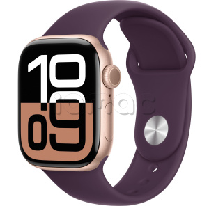 Купить Apple Watch Series 10 // 42мм GPS // Корпус из алюминия цвета "розовое золото", спортивный ремешок цвета "сливовый"