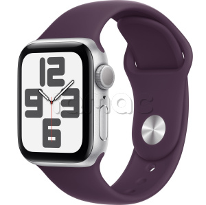 Купить Apple Watch SE // 40мм GPS (Custom) // Корпус из алюминия серебристого цвета, спортивный ремешок цвета «сливовый» (2024)