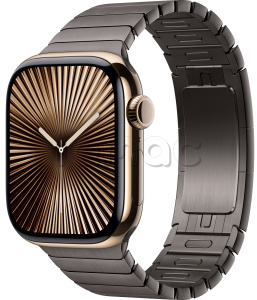 Купить Apple Watch Series 10 // 46мм GPS+Cellular // Корпус из титана золотого цвета, блочный браслет сланцевого цвета