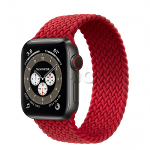 Купить Apple Watch Series 6 // 40мм GPS + Cellular // Корпус из титана цвета «черный космос», плетёный монобраслет цвета PRODUCT(RED)