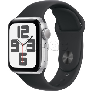Купить Apple Watch SE // 40мм GPS (Custom) // Корпус из алюминия серебристого цвета, спортивный ремешок цвета «тёмная ночь» (2024)